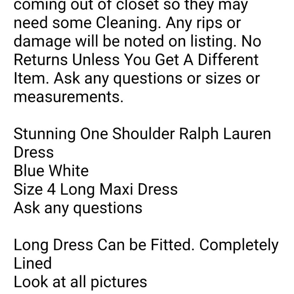 Ralph Lauren One Shoulder Maxi Dress - Silk Blue and White Size 4 - Picture 12 of 13